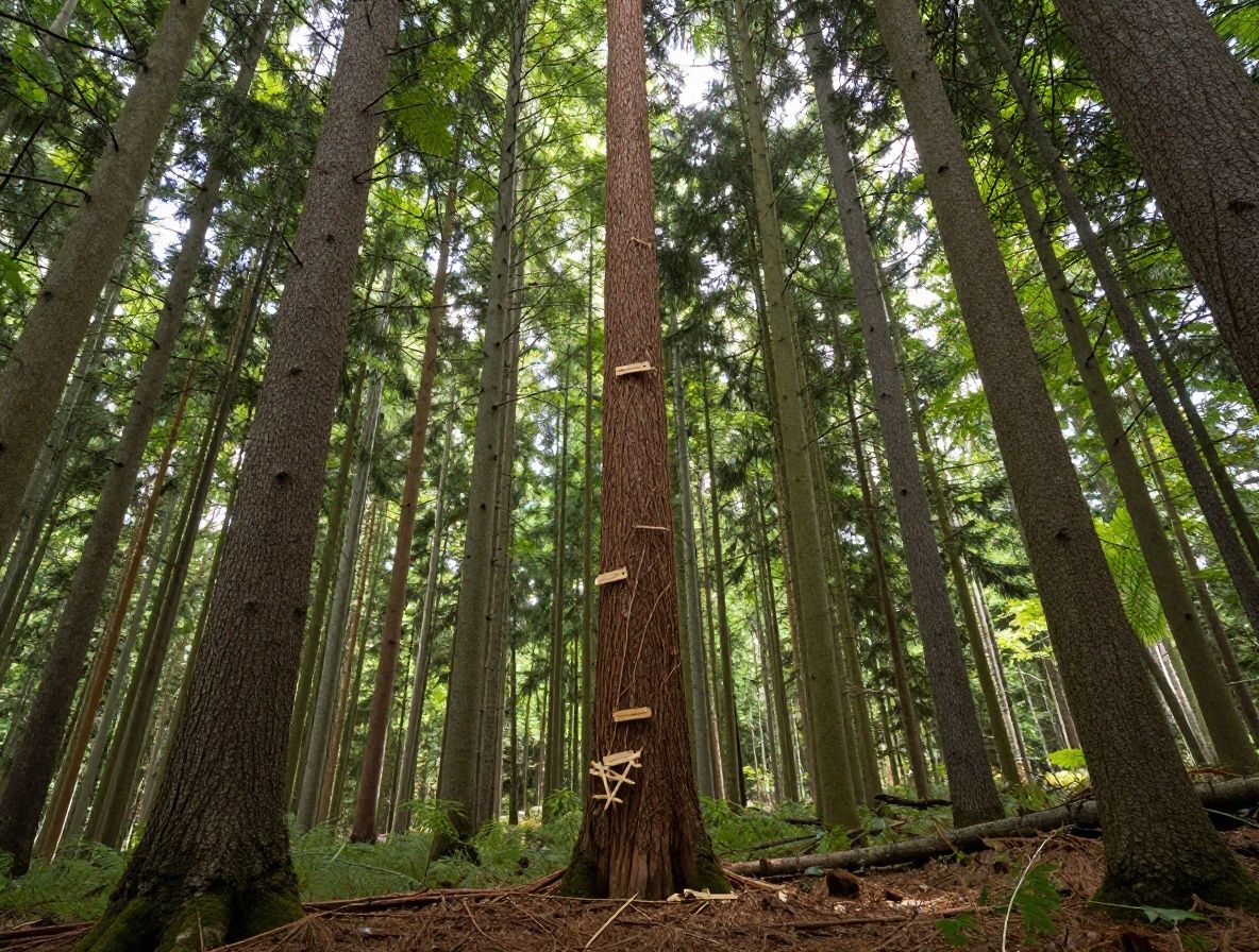 Abstraktná vizualizácia filozofie Kovelum, symbolizujúca rast, poznanie a prepojenie s prírodou — mohutný strom s rozkonárenou korunou pri zlatistom svetle prechádzajúcom cez listy v tichom lese